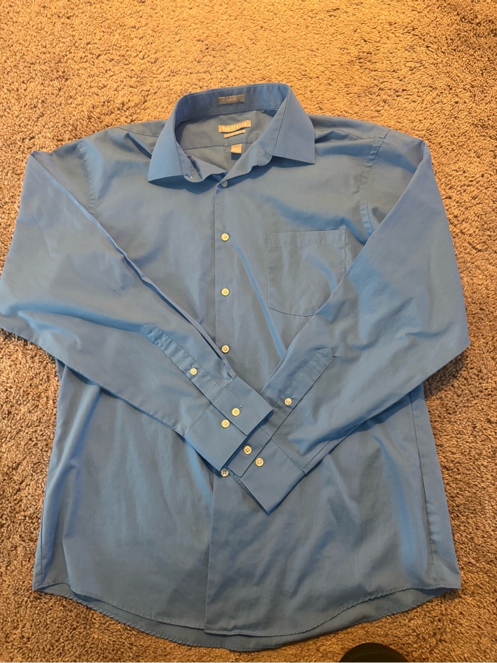 Van Heusen Light Blue Long Sleeve Dress Shirt with Chest Pocket